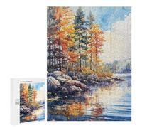 Puzzle pour Adultes 500 PCS Autumn Lake Reflection Puzzles pour Adolescents Jeux De Société Difficile Difficile Est Idéal comme Cadeau 500 PCS