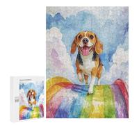 Puzzle pour Adultes 500 PCS Beagle Rainbow Bridge Puzzles pour Adolescents Jeu Manuel Décoration Intérieure Jeu Stimulant Cadeaux 500 PCS