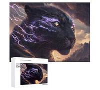 Puzzle pour Adultes 500 PCS Black Panther with Lightning Energy Puzzles pour Adolescents Jeux Relaxants Cadeaux pour Femmes Cadeaux Uniques pour Anniversaire Et Noël 500 PCS