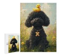 Puzzle pour Adultes 500 PCS Black Poodle with Yellow Duck -4 Puzzles pour Adolescents Découpe De Précision pour Anniversaire, Noël Jouet Jeu Intellectuel 500 PCS