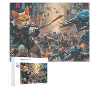 Puzzle pour Adultes 500 PCS Cat Warriors Battle Scene Puzzles pour Adolescents Jeux Relaxants Cadeaux pour Femmes Cadeaux Uniques pour Anniversaire Et Noël 500 PCS