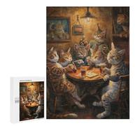 Puzzle pour Adultes 500 PCS Cats Beer in A Tavern Puzzles pour Adolescents Jeu Manuel Décoration Intérieure Jeu Stimulant Cadeaux 500 PCS