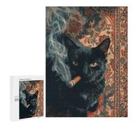 Puzzle pour Adultes 500 PCS Chill Cat with Cigar Puzzles pour Adolescents Découpe De Précision pour Anniversaire, Noël Jouet Jeu Intellectuel 500 PCS