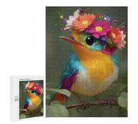 Puzzle pour Adultes 500 PCS Colorful Bird with Flower Crown Puzzles pour Adolescents Découpe De Précision pour Anniversaire, Noël Jouet Jeu Intellectuel 500 PCS