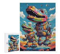 Puzzle pour Adultes 500 PCS Colorful Dinosaur Astronauts Adventure Puzzles pour Adolescents Découpe De Précision pour Anniversaire, Noël Jouet Jeu Intellectuel 500 PCS