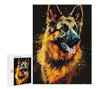 Puzzle pour Adultes 500 PCS Colorful German Shepherd Art Print-7 Puzzles pour Adolescents Découpe De Précision pour Anniversaire, Noël Jouet Jeu Intellectuel 500 PCS
