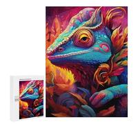 Puzzle pour Adultes 500 PCS Colorful Lizard Artwork Casse-tête pour Adolescents, Jeu De Réflexion, Course De Vitesse, Cadeaux d'anniversaire Et Originaux 500 PCS