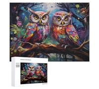 Puzzle pour Adultes 500 PCS Colorful Owls in Enchanted Forest Casse-tête pour Adolescents, Jeu De Réflexion, Course De Vitesse, Cadeaux d'anniversaire Et Originaux 500 PCS