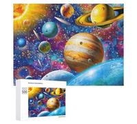 Puzzle pour Adultes 500 PCS Colorful Planets in Space -2 Puzzle pour Adultes, Jeu De Réflexion, Cadeau pour Femmes, Activités Amusantes À La Maison, 500 PCS