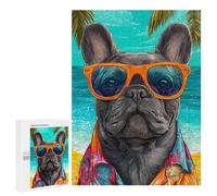 Puzzle pour Adultes 500 PCS Cool Dog on The Beach Jeux De Puzzle Relaxants Décoration Parfaite Cadeaux Uniques pour Anniversaire Et Noël 500 PCS