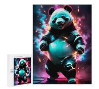 Puzzle pour Adultes 500 PCS Cool Panda Neon Light Art Puzzle pour Adultes, Jeu Manuel, Décoration Murale, Cadeau d'anniversaire Et Cadeau Unique 500 PCS