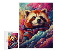 Puzzle pour Adultes 500 PCS Cosmic Red Panda Adventure Puzzles pour Adolescents Découpe De Précision pour Anniversaire, Noël Jouet Jeu Intellectuel 500 PCS