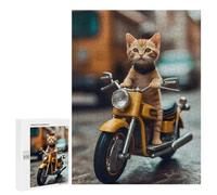 Puzzle pour Adultes 500 PCS Cute Cat Riding Puzzles pour Adolescents Jeux De Société Difficile Difficile Est Idéal comme Cadeau 500 PCS