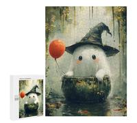 Puzzle pour Adultes 500 PCS Cute Ghost in A Cauldron Puzzle pour Adultes Jeux Relaxants pour S'amuser en Famille Jeu Stimulant Cadeaux 500 PCS