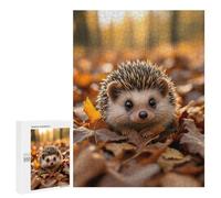 Puzzle pour Adultes 500 PCS Cute Hedgehog in Autumn Leaves Puzzles pour Adolescents Jeu Manuel Décoration Intérieure Jeu Stimulant Cadeaux 500 PCS