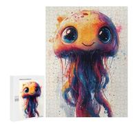Puzzle pour Adultes 500 PCS Cute Jellyfish Illustration Puzzles pour Adolescents Jeu Manuel Décoration Intérieure Jeu Stimulant Cadeaux 500 PCS