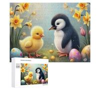 Puzzle pour Adultes 500 PCS Easter Chick and Penguin Casse-tête pour Adolescents, Jeu De Réflexion, Course De Vitesse, Cadeaux d'anniversaire Et Originaux 500 PCS