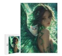 Puzzle pour Adultes 500 PCS Enchanted Angel with White Cat Puzzles pour Adolescents Découpe De Précision pour Anniversaire, Noël Jouet Jeu Intellectuel 500 PCS