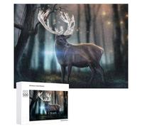 Puzzle pour Adultes 500 PCS Enchanted Forest Deer with Glowing Antlers Puzzles pour Adultes Jeux Relaxants Améliore La Mémoire Difficile Et Stimulant 500 PCS