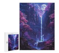 Puzzle pour Adultes 500 PCS Enchanted Moonlit Waterfall Puzzles pour Adolescents Découpe De Précision pour Anniversaire, Noël Jouet Jeu Intellectuel 500 PCS