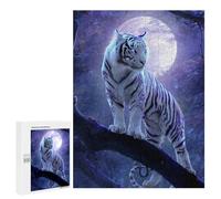 Puzzle pour Adultes 500 PCS Enchanted White Tiger Moonlit Forest -1 Puzzles pour Adolescents Découpe De Précision pour Anniversaire, Noël Jouet Jeu Intellectuel 500 PCS