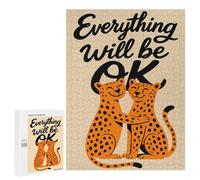 Puzzle pour Adultes 500 PCS Everything Will Be OK - Cheetahs Puzzle pour Adultes, Jeu Manuel, Décoration Murale, Cadeau d'anniversaire Et Cadeau Unique 500 PCS