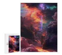 Puzzle pour Adultes 500 PCS Fantasy Cloud Cityscape Puzzles pour Adultes Course De Vitesse Manuelle Activité Parent-Enfant, pour Toute La Famille 500 PCS