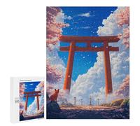 Puzzle pour Adultes 500 PCS Fox Under Torii Gate Jeux De Puzzle Relaxants Décoration Parfaite Cadeaux Uniques pour Anniversaire Et Noël 500 PCS