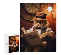 Puzzle pour Adultes 500 PCS Funny Fluffy Cat Reading Puzzles pour Adolescents Jeux Relaxants Cadeaux pour Femmes Cadeaux Uniques pour Anniversaire Et Noël 500 PCS