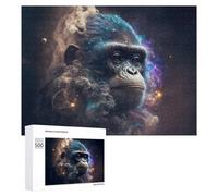 Puzzle pour Adultes 500 PCS Galactic Gorilla Cosmic Chimpanzee Portrait Puzzles pour Adolescents, Jouet, Décoration Murale, Motif À Assembler, Interaction Parent-Enfant 500 PCS