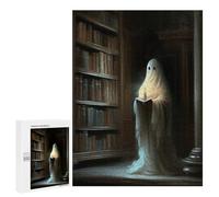 Puzzle pour Adultes 500 PCS Ghost Reading Book in Library Puzzle pour Adultes Jeu Familial Découpe De Précision Activités Amusantes À La Maison 500 PCS