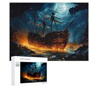 Puzzle pour Adultes 500 PCS Ghost Ship in Stormy Waters Puzzle pour Adultes, Jeu De Réflexion, Cadeau pour Femmes, Activités Amusantes À La Maison, 500 PCS