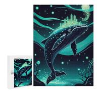 Puzzle pour Adultes 500 PCS Glowing Whale Cityscape Crown Puzzles pour Adultes Jeu Manuel pour Améliorer La Mémoire Cadeaux Uniques pour Un Anniversaire Et Noël 500 PCS