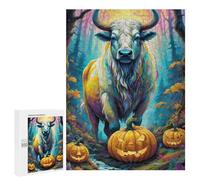 Puzzle pour Adultes 500 PCS Halloween Bull in Forest -1 Casse-tête pour Adolescents, Jeu De Réflexion, Course De Vitesse, Cadeaux d'anniversaire Et Originaux 500 PCS