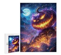 Puzzle pour Adultes 500 PCS Halloween Pumpkin Horror Scene Puzzles pour Adultes Cadeau d'anniversaire Jeu D'interaction Parent-Enfant Jeu Intellectuel 500 PCS