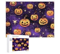 Puzzle pour Adultes 500 PCS Halloween Pumpkin Night Sky Puzzles pour Adolescents, Jouet, Décoration Murale, Motif À Assembler, Interaction Parent-Enfant 500 PCS