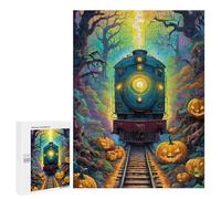 Puzzle pour Adultes 500 PCS Halloween Train Through The Woods Puzzles pour Adolescents, Jouet, Décoration Murale, Motif À Assembler, Interaction Parent-Enfant 500 PCS