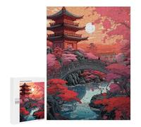 Puzzle pour Adultes 500 PCS Japanese Anime Garden Sunset Puzzles pour Adolescents Jeux Relaxants Cadeaux pour Femmes Cadeaux Uniques pour Anniversaire Et Noël 500 PCS