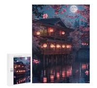 Puzzle pour Adultes 500 PCS Japanese Lanterns Night Scene Puzzles pour Adolescents Découpe De Précision pour Anniversaire, Noël Jouet Jeu Intellectuel 500 PCS