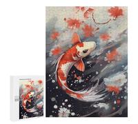 Puzzle pour Adultes 500 PCS Koi Fish Watercolor Puzzles pour Adolescents Jeu Manuel Décoration Intérieure Jeu Stimulant Cadeaux 500 PCS