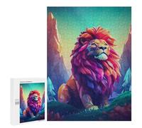 Puzzle pour Adultes 500 PCS Lion Vector 3D in The Wild Puzzles pour Adolescents Jeux De Société Difficile Difficile Est Idéal comme Cadeau 500 PCS
