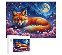 Puzzle pour Adultes 500 PCS Magical Fox Night Scene Puzzles pour Adultes - Jouets Anti-Stress - Jeu Stimulant - Cadeaux 500 PCS