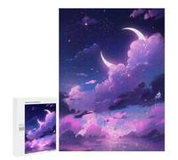 Puzzle pour Adultes 500 PCS Magical Night Sky with Crescent Moon Puzzles pour Adolescents Découpe De Précision pour Anniversaire, Noël Jouet Jeu Intellectuel 500 PCS