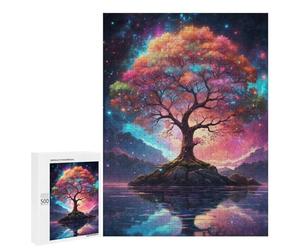 Puzzle pour Adultes 500 PCS Magical Tree in A Starry Night Puzzle pour Adultes, Jeu De Réflexion, Décoration Murale, Idéal comme Cadeau 500 PCS
