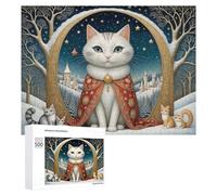Puzzle pour Adultes 500 PCS Magical Winter Cat Fantasy -1 Casse-tête pour Adolescents, Jeu De Réflexion, Course De Vitesse, Cadeaux d'anniversaire Et Originaux 500 PCS