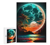 Puzzle pour Adultes 500 PCS Moonlit Beach Paradise Puzzles pour Adolescents, Jouet, Décoration Murale, Motif À Assembler, Interaction Parent-Enfant 500 PCS