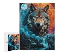 Puzzle pour Adultes 500 PCS Mystical Moon Lone Wolf Puzzle pour Adultes Jeux Relaxants pour S'amuser en Famille Jeu Stimulant Cadeaux 500 PCS