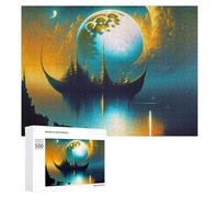 Puzzle pour Adultes 500 PCS Mystical Moonlit Sailing Ship Casse-tête pour Adolescents, Jeu De Réflexion, Course De Vitesse, Cadeaux d'anniversaire Et Originaux 500 PCS