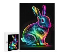 Puzzle pour Adultes 500 PCS Neon Rainbow Bunny Casse-tête pour Adolescents, Jeu De Réflexion, Course De Vitesse, Cadeaux d'anniversaire Et Originaux 500 PCS