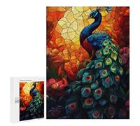 Puzzle pour Adultes 500 PCS Peacock Stained Glass Puzzles pour Adolescents Jeux Relaxants Cadeaux pour Femmes Cadeaux Uniques pour Anniversaire Et Noël 500 PCS